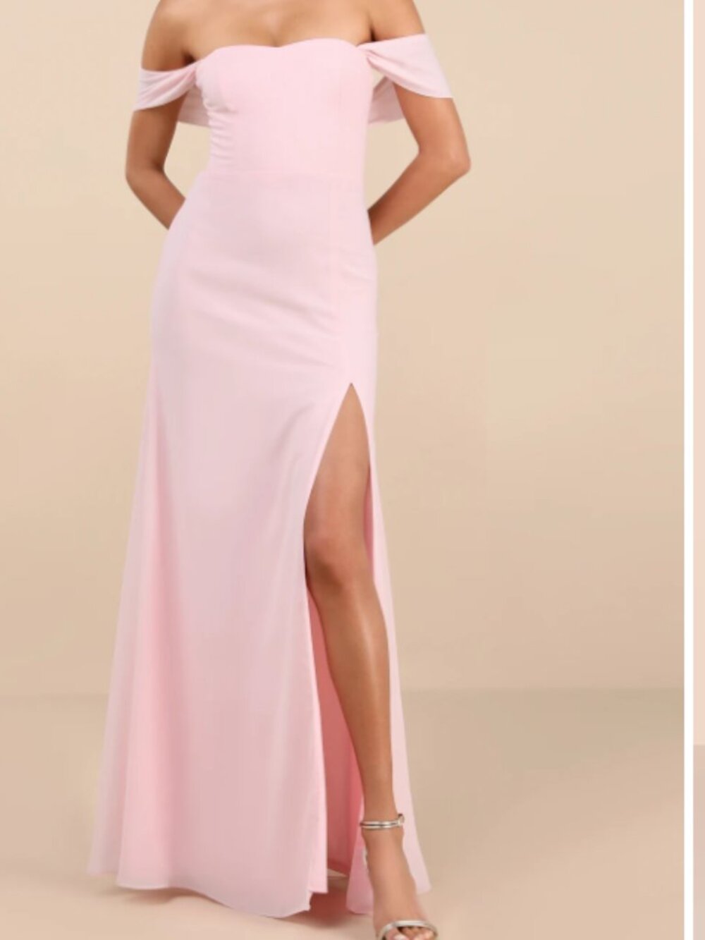 Lulus off the shoulder prom dress, pink